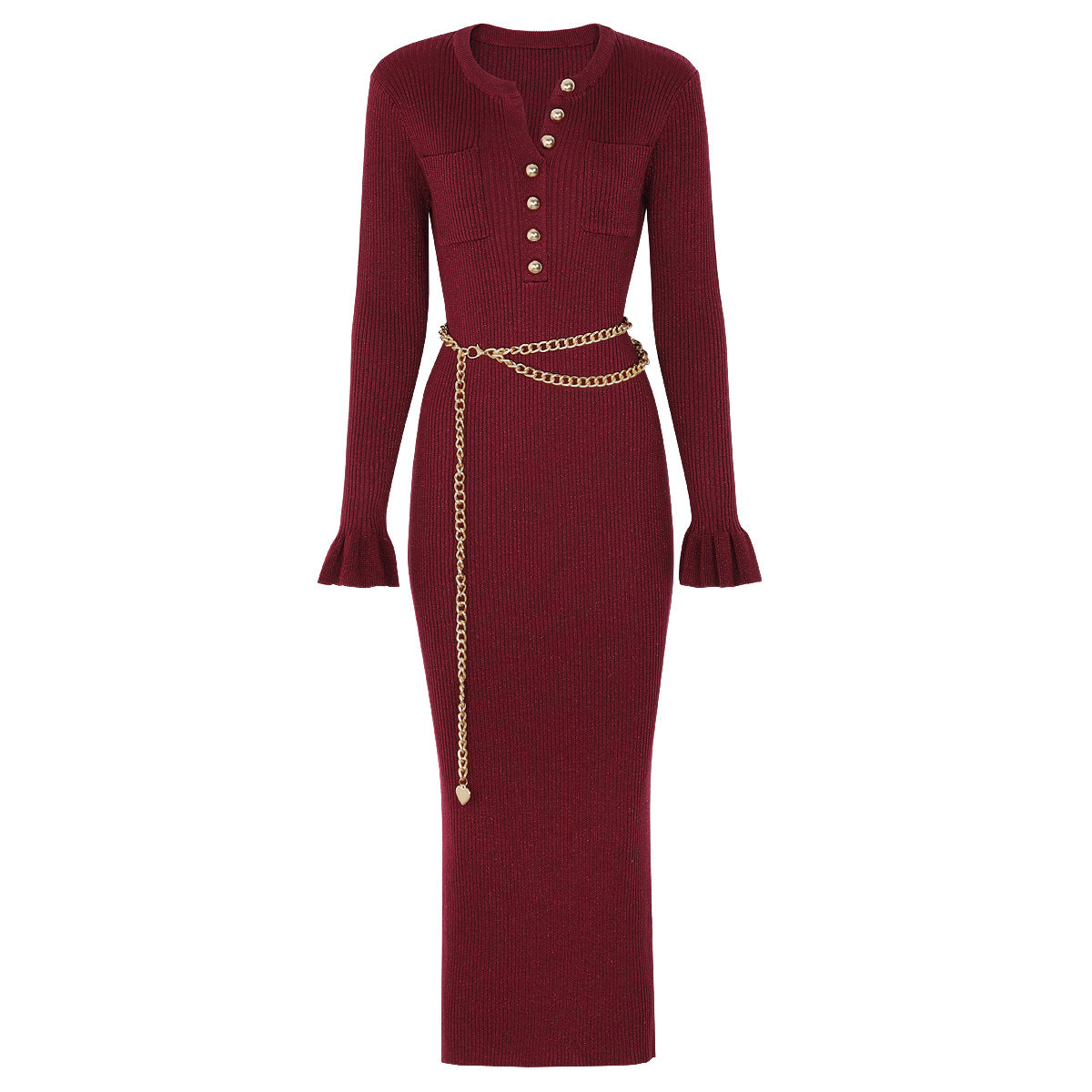 Palma new fashion knitted V-neck dress
