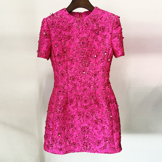 Jacquard short sleeve dress