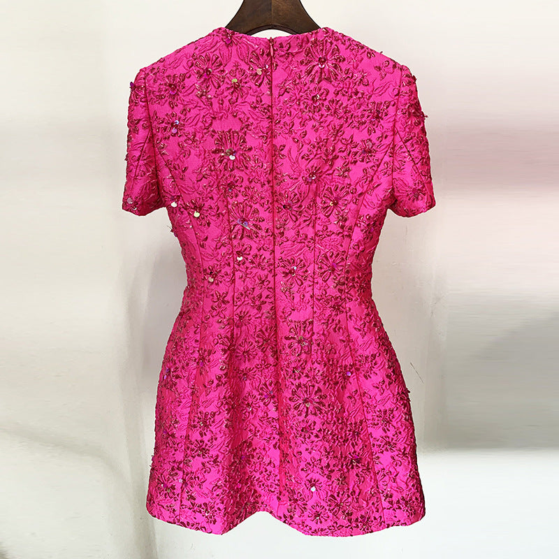 Jacquard short sleeve dress