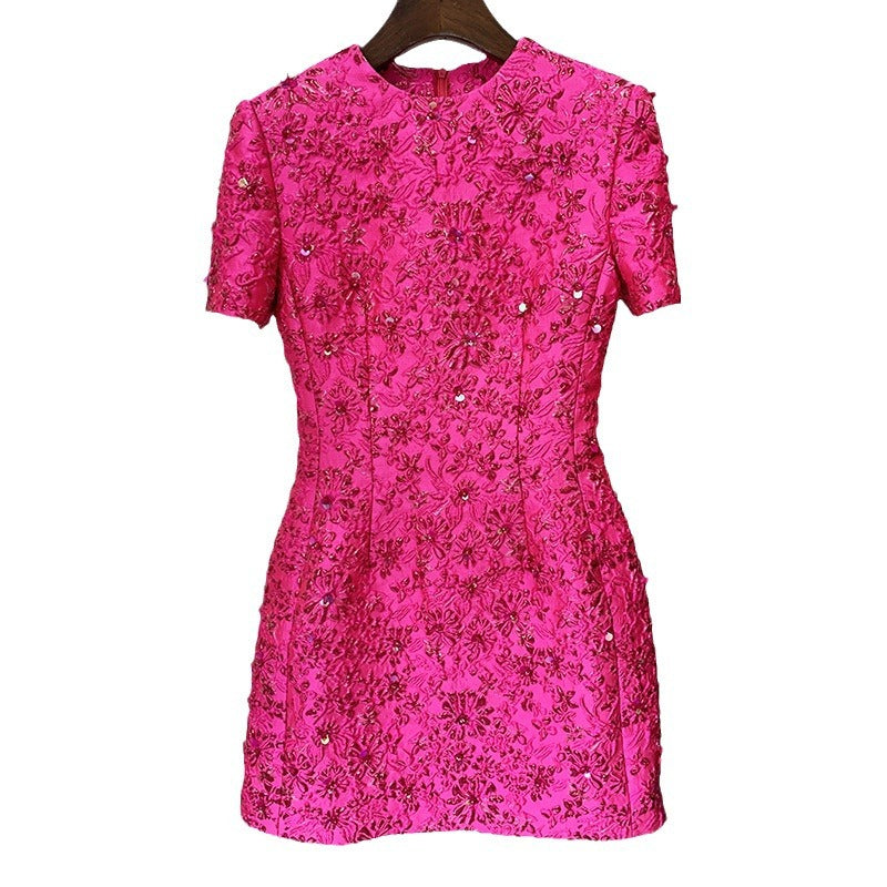 Jacquard short sleeve dress