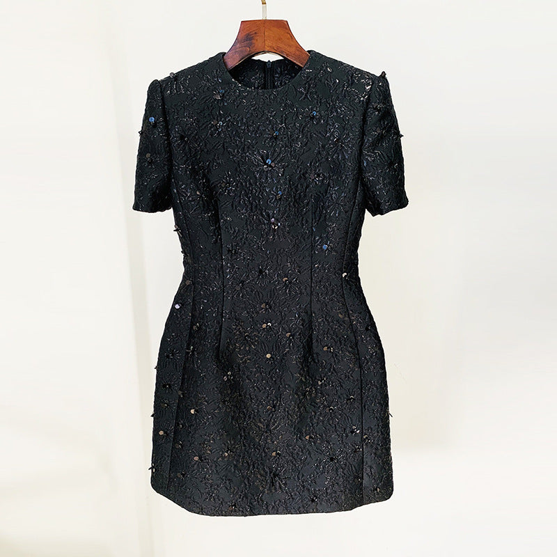 Jacquard short sleeve dress