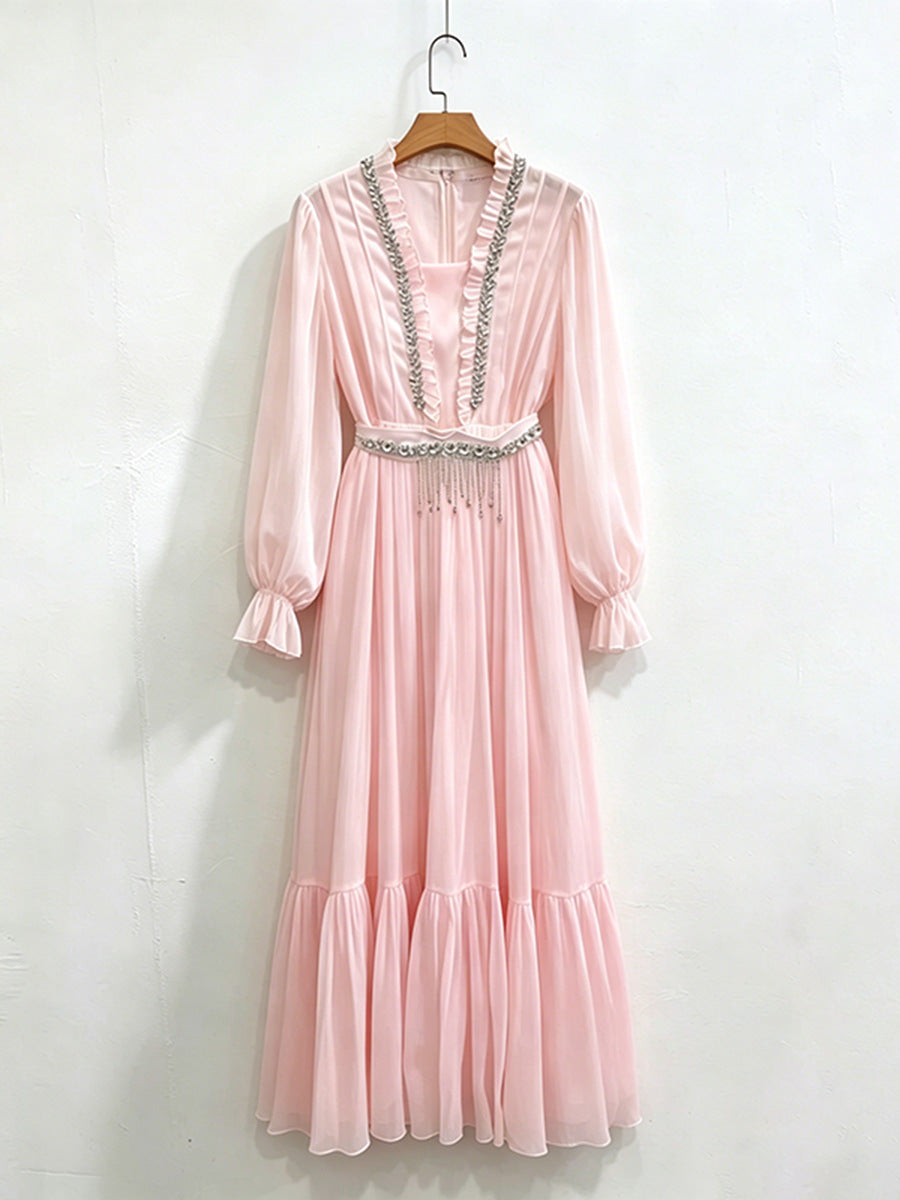 Pearl Cascade Maxi Dress