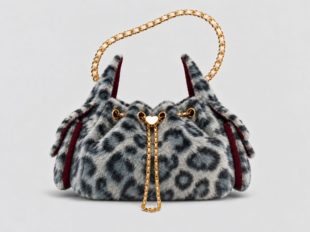 Bucket Bag Fluffy Plush Chain Drawstring Shoulder Bag
