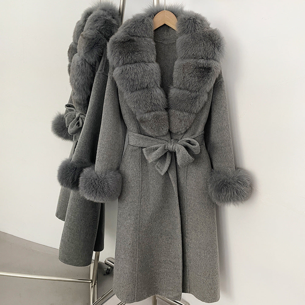 Palma Long Style with Waist Tie coat (wool style with sleeves)