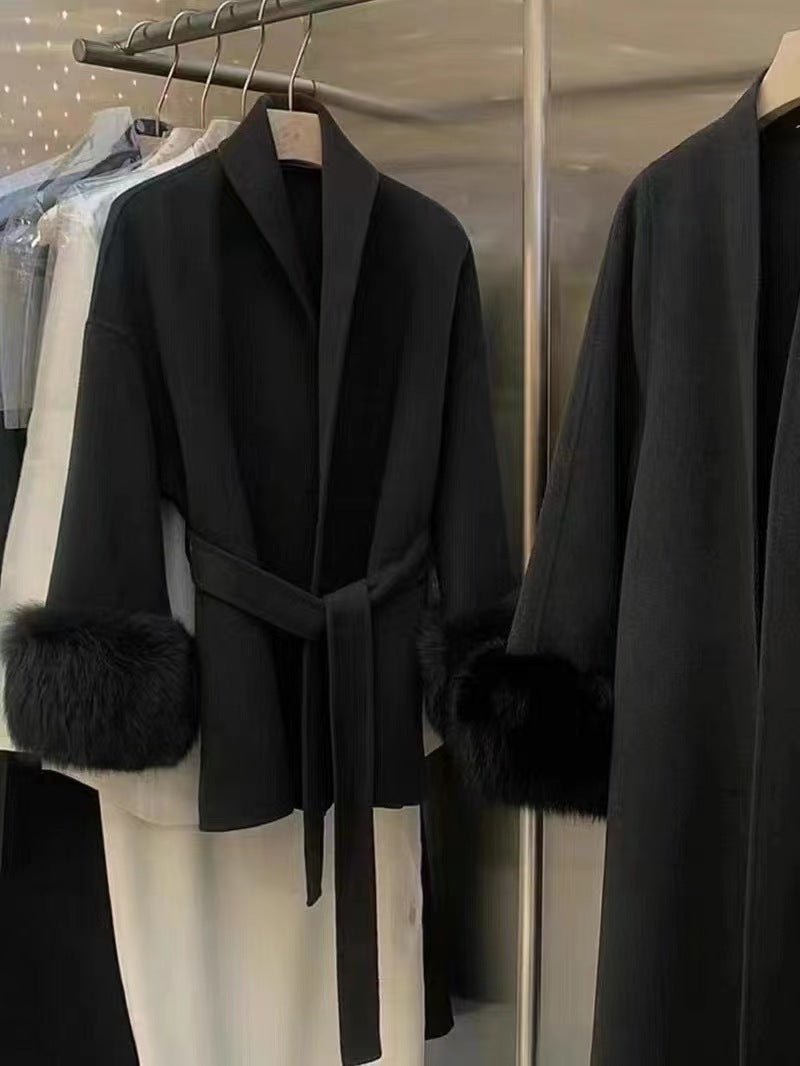 Soft Loose Lapel Solid Color Woolen Coat