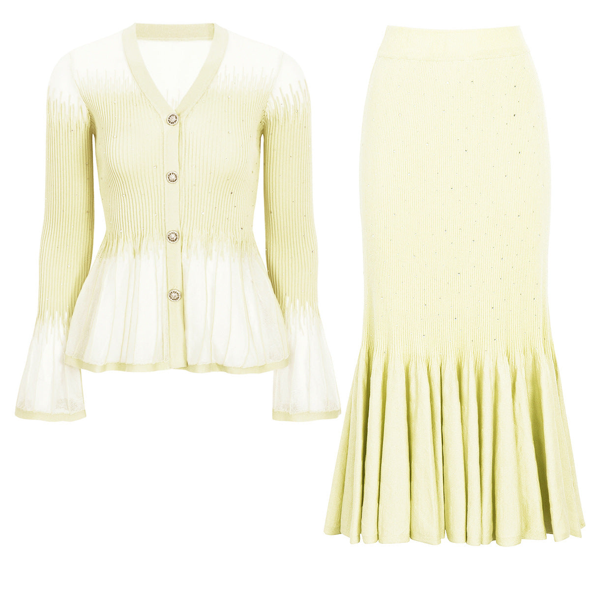 Glacier Shimmer Cardigan Skirt Set