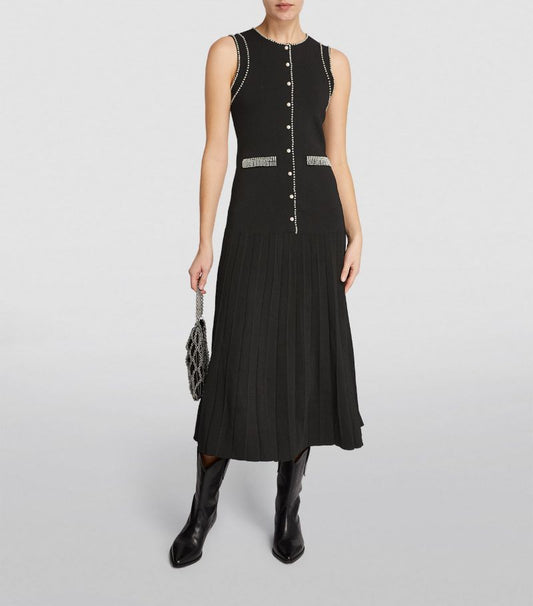 Palma  Bead-Trim Midi Dress
