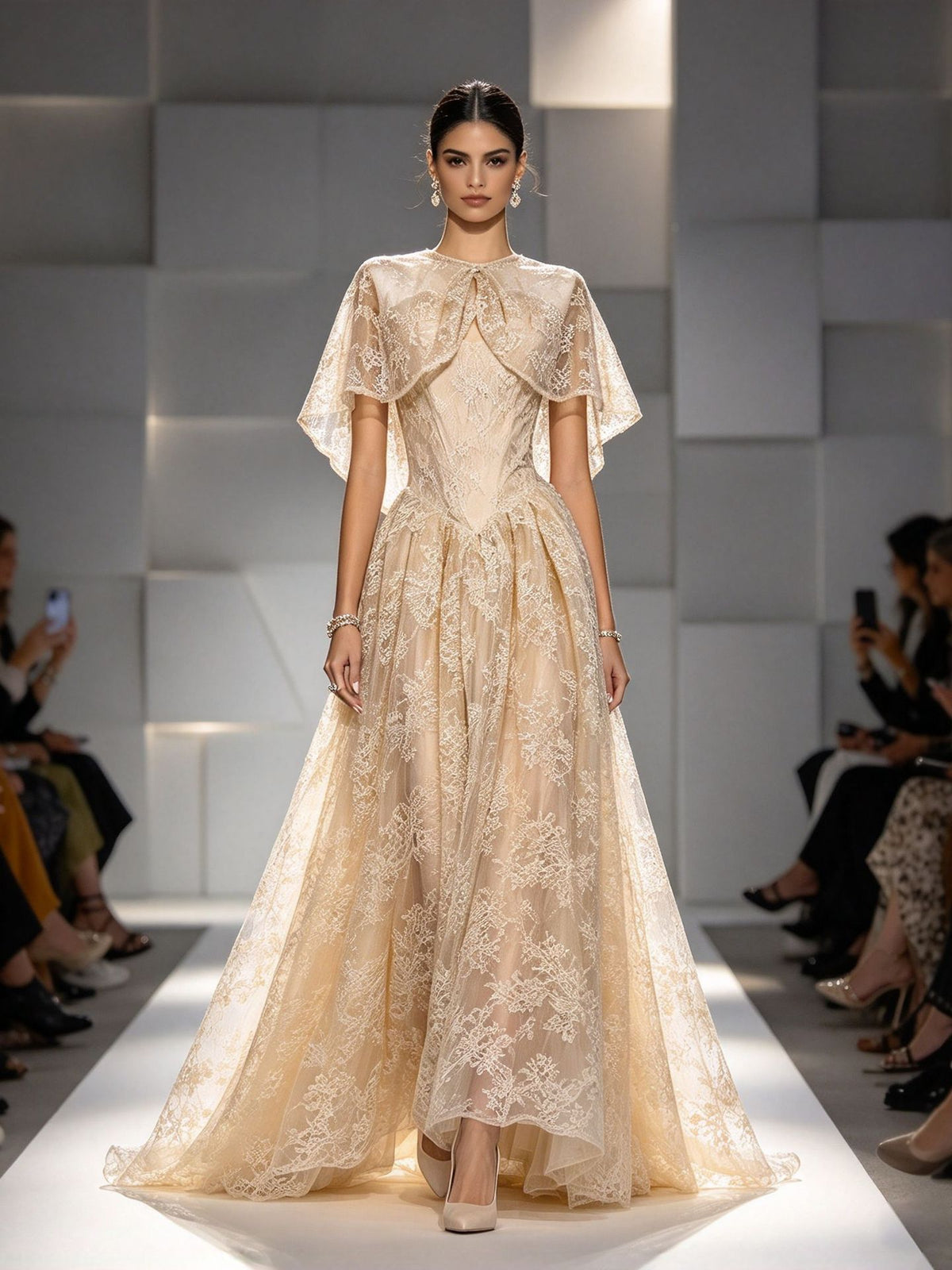 Royal Lace Cape Gown