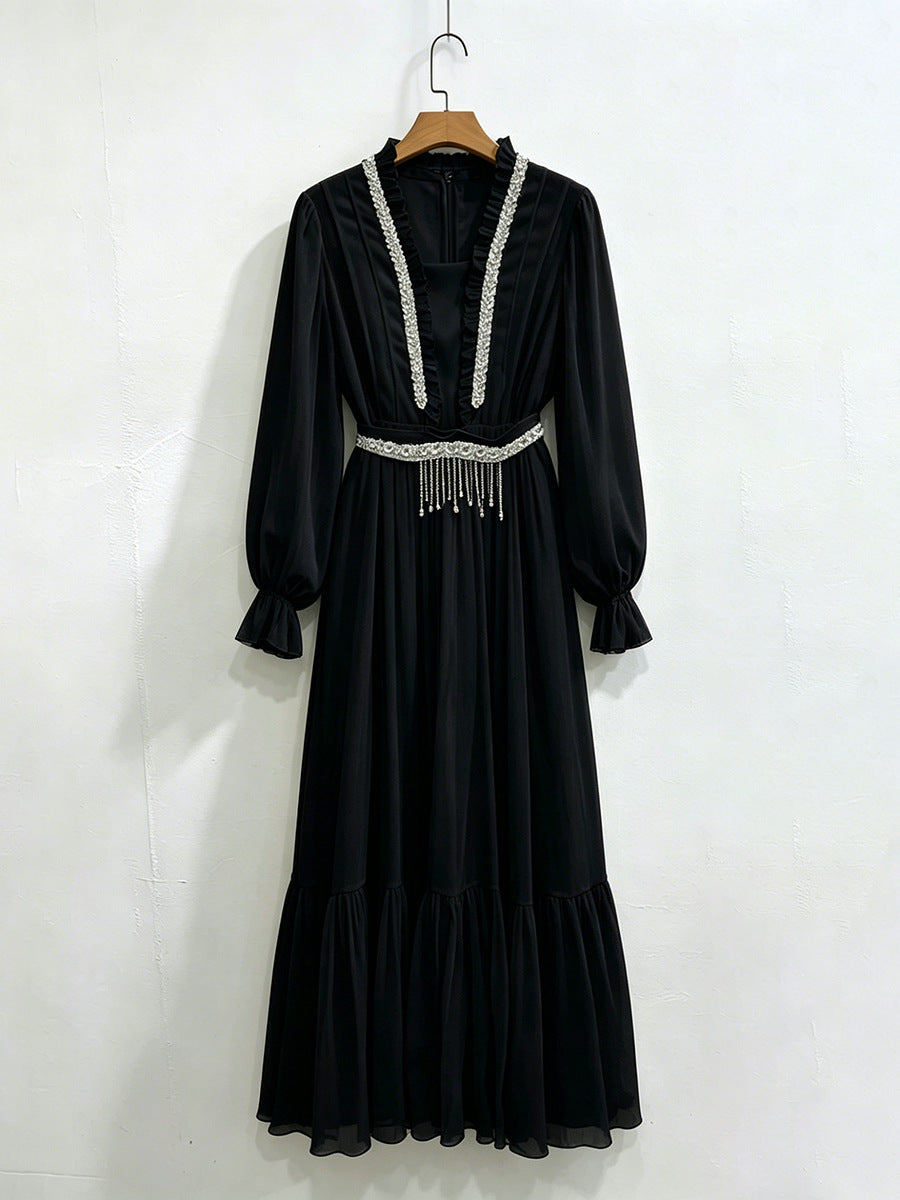 Pearl Cascade Maxi Dress
