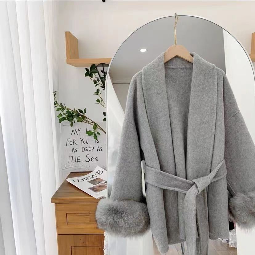 Soft Loose Lapel Solid Color Woolen Coat