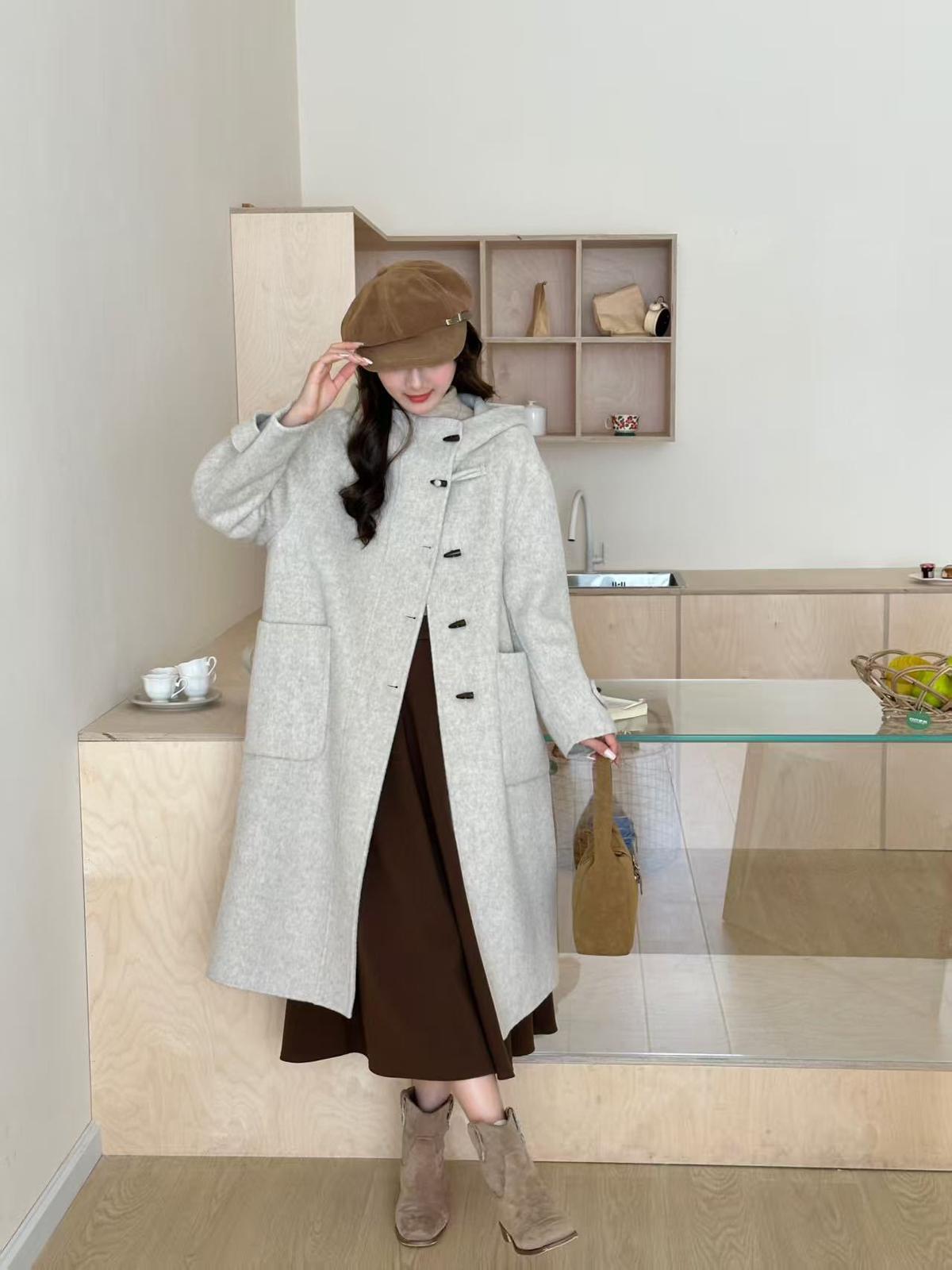 Reversible cashmere long coat