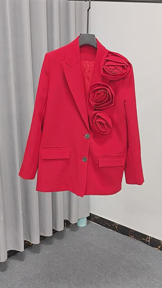 Rose stitching women blazer