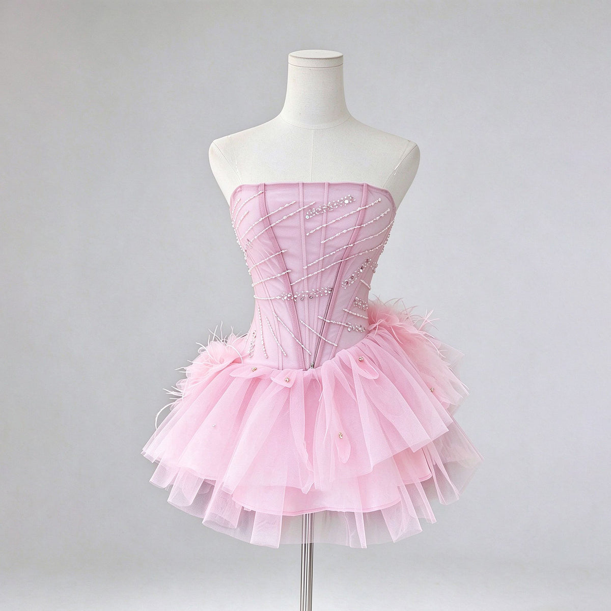 Feather Puff Mini Dress