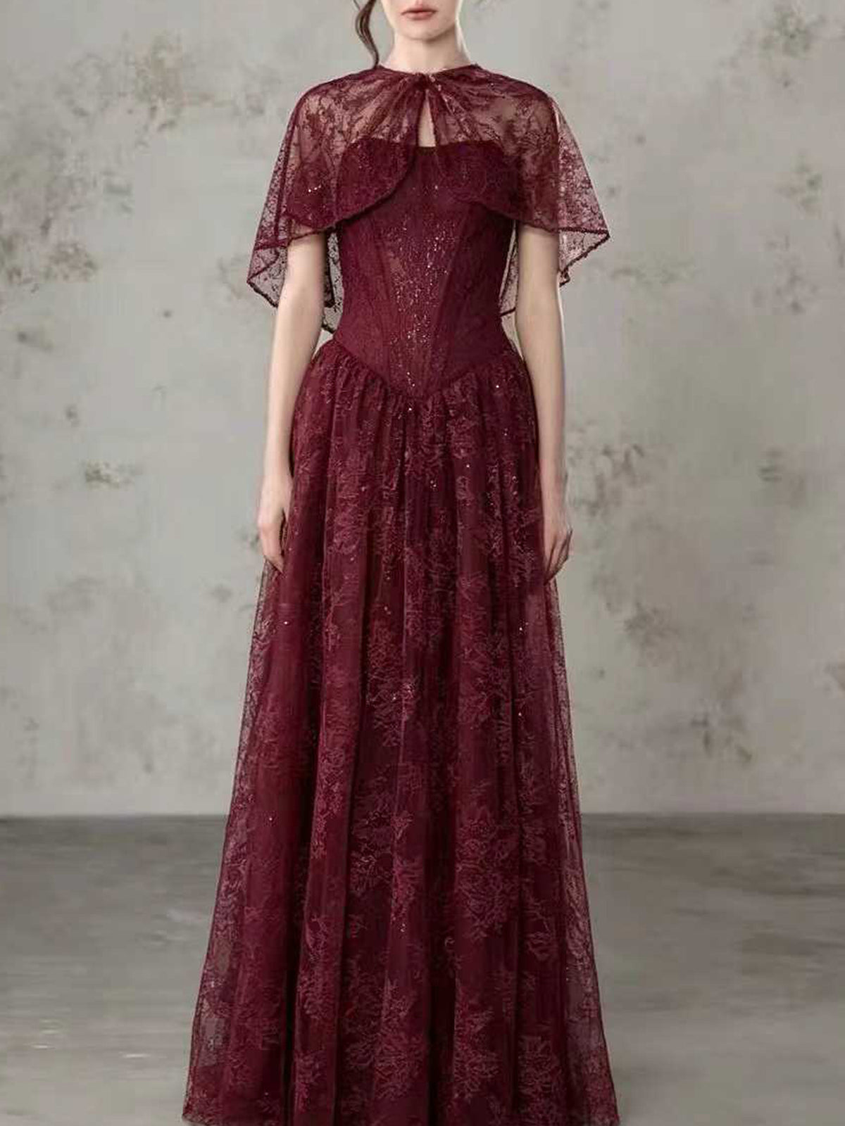 Royal Lace Cape Gown