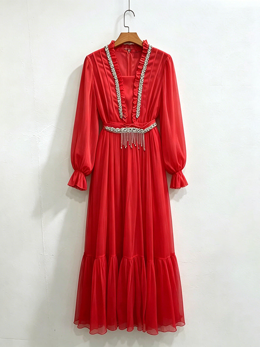 Pearl Cascade Maxi Dress