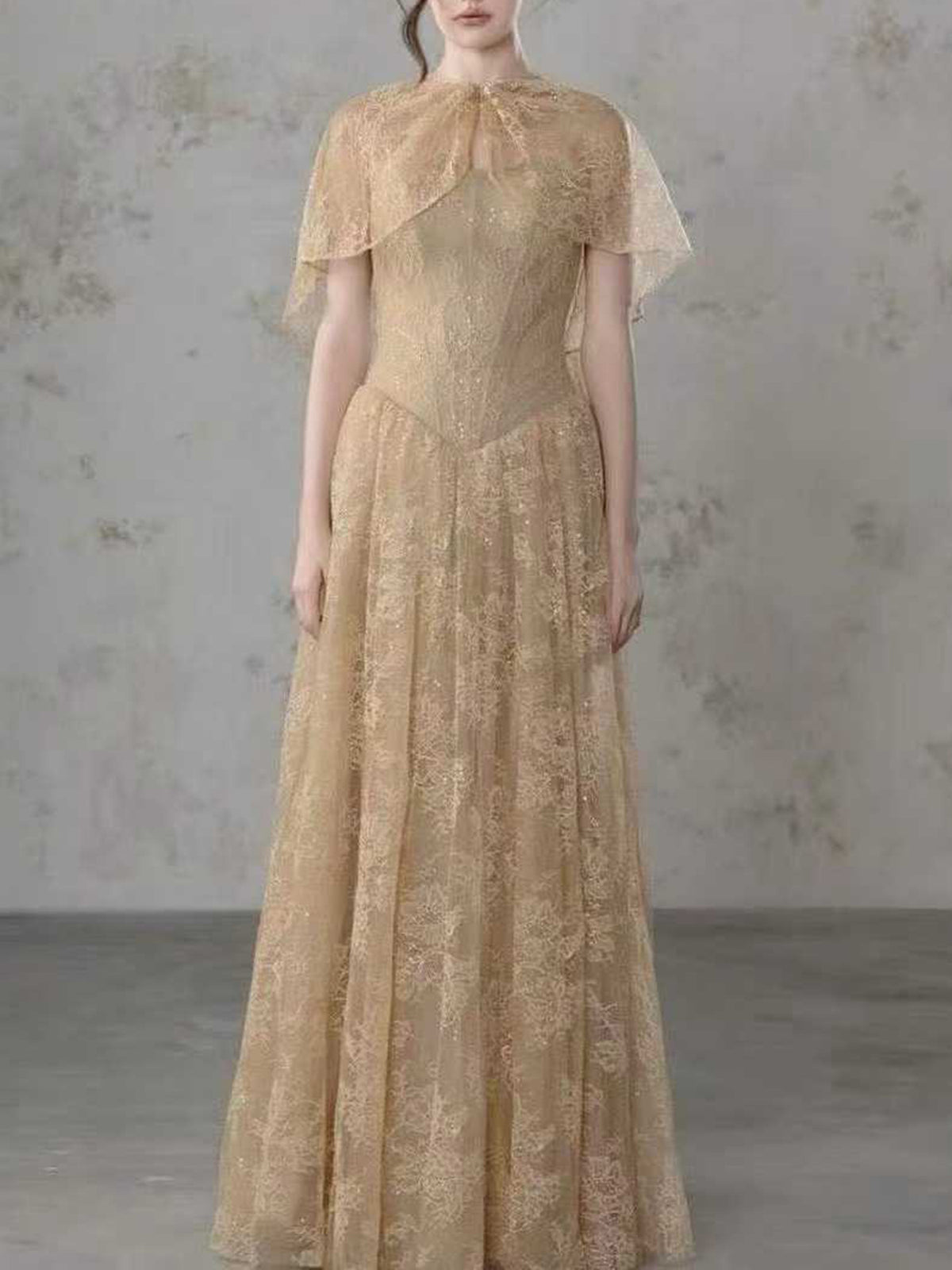 Royal Lace Cape Gown