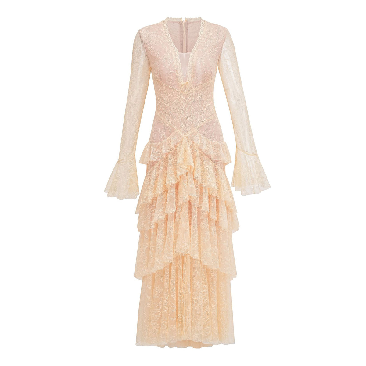 Vanilla Ruffle Lace Dress