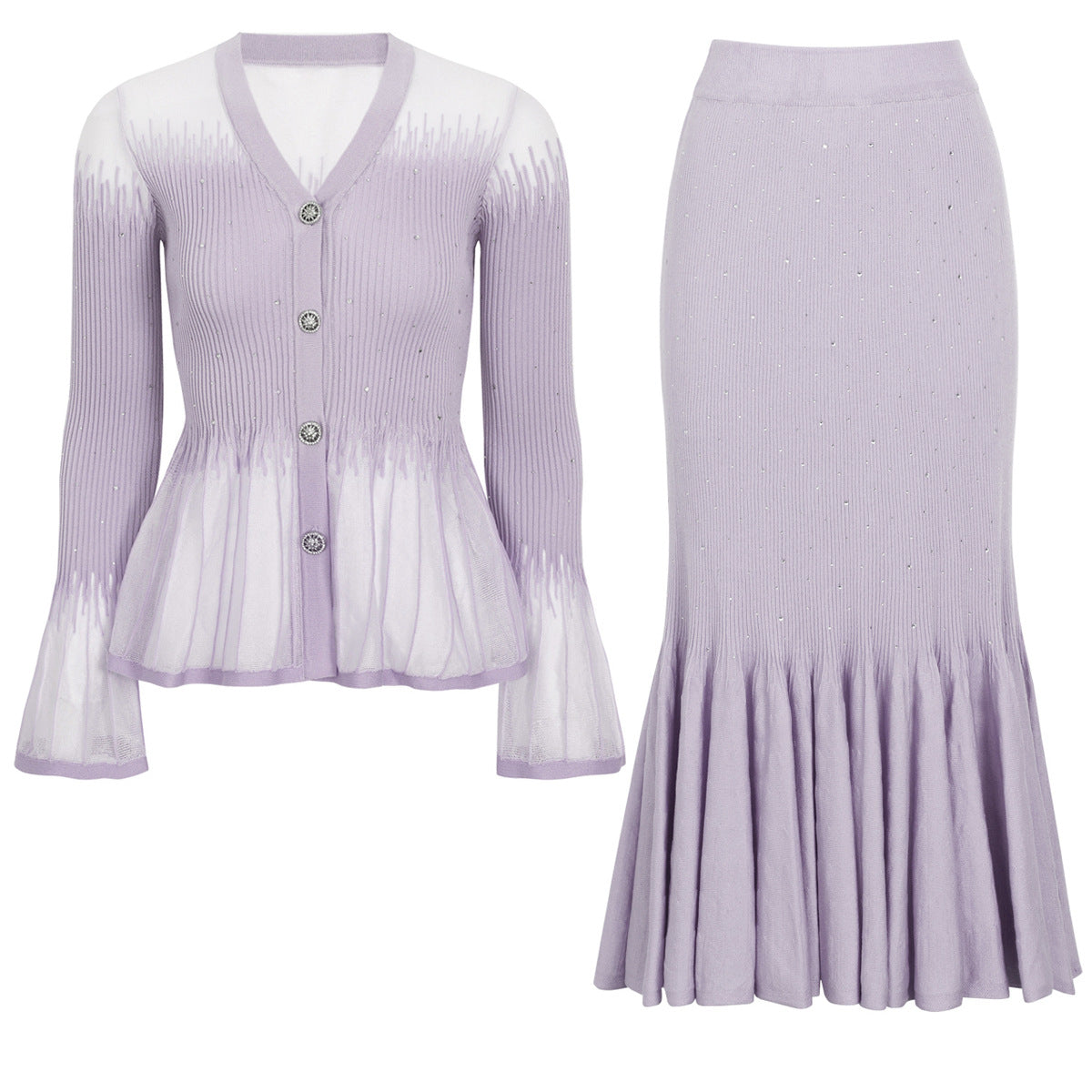 Glacier Shimmer Cardigan Skirt Set