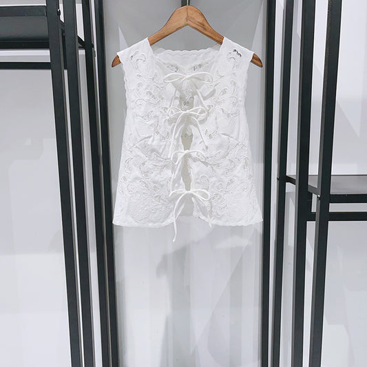 Lace-Up Sleeveless Top and Long Skirt Set
