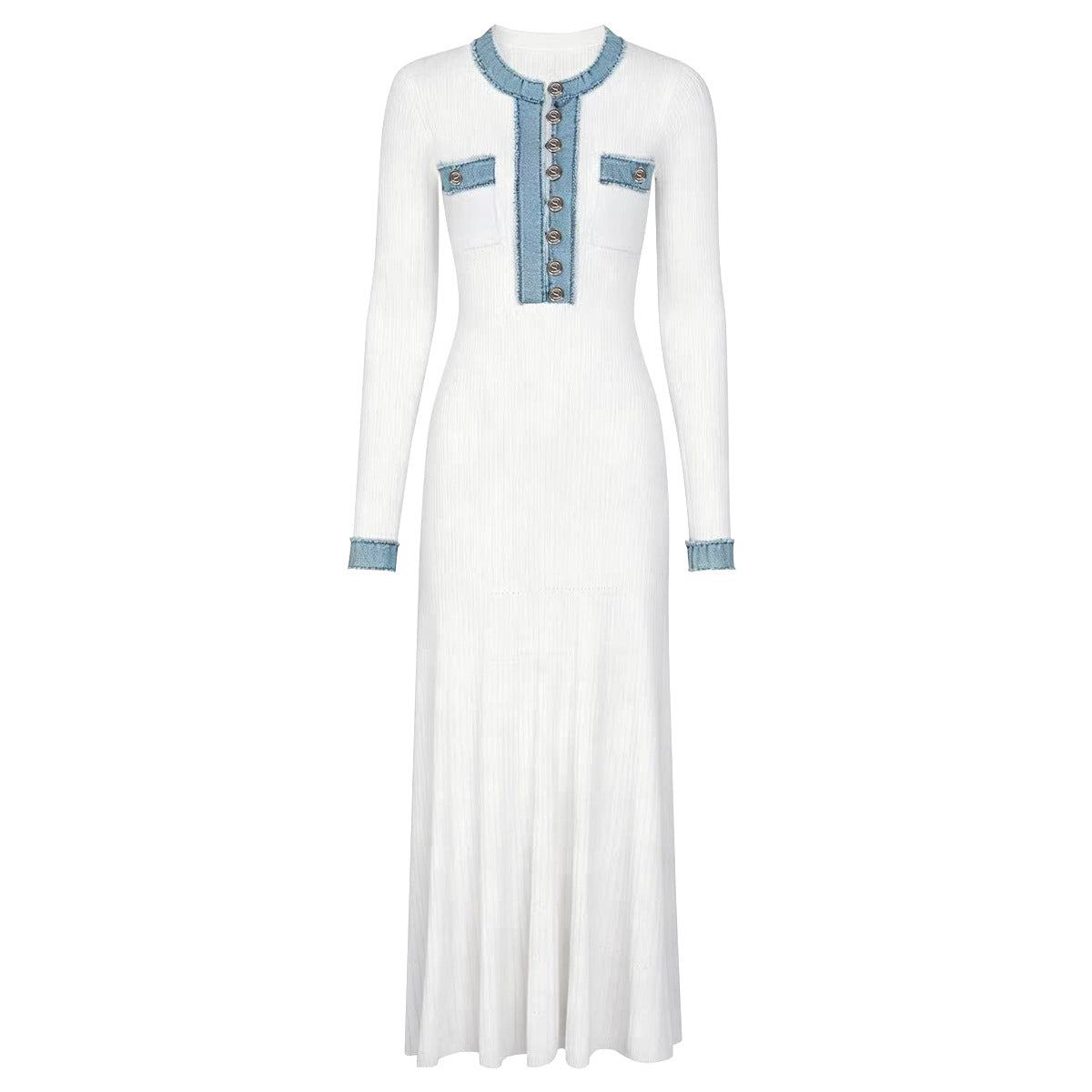 Denim Trim Knit Dress