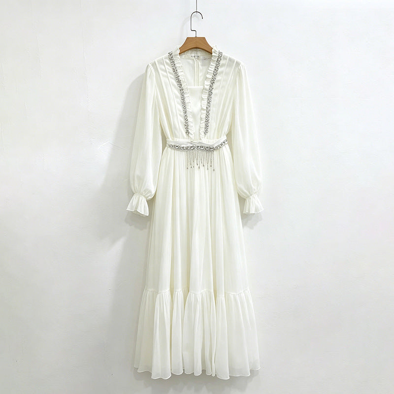 Pearl Cascade Maxi Dress