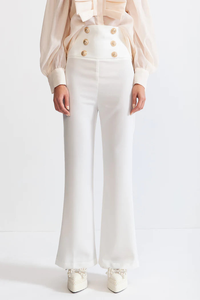 DOUBLE BREASTED HIGH WAISTED TROUSERS - WHITE