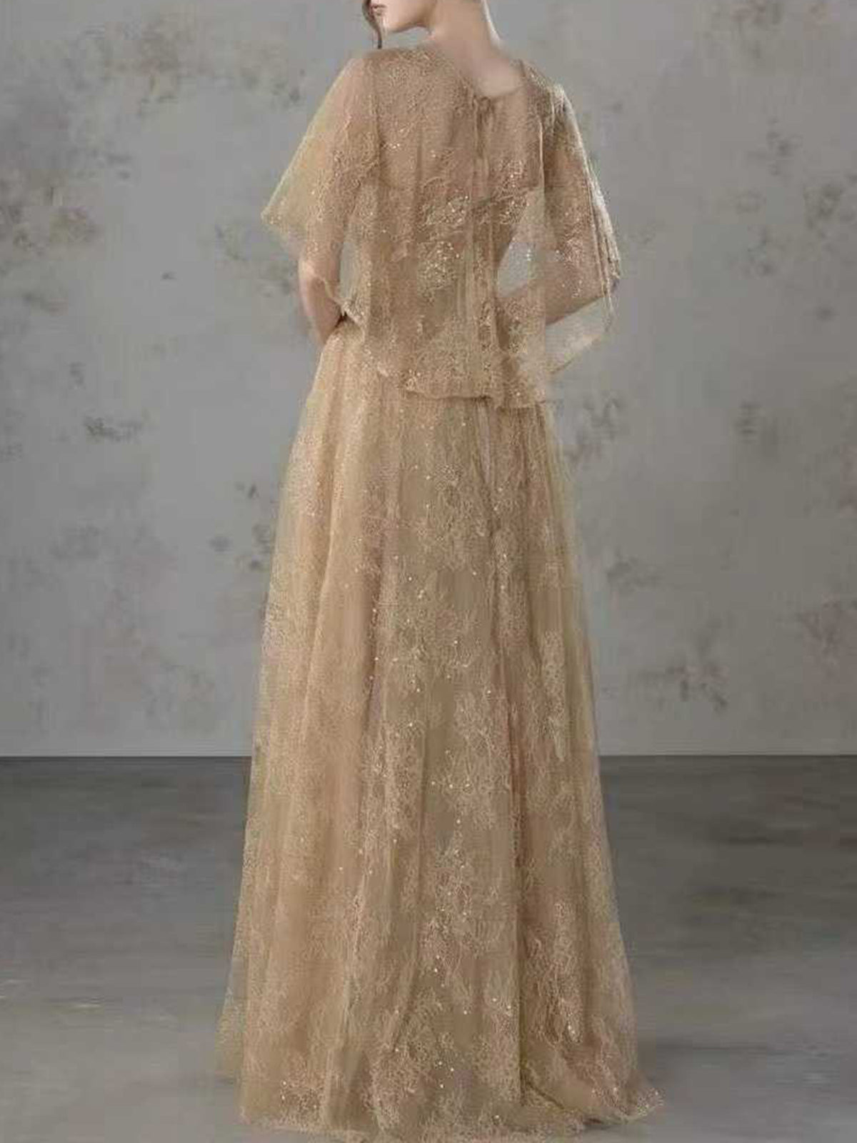 Royal Lace Cape Gown
