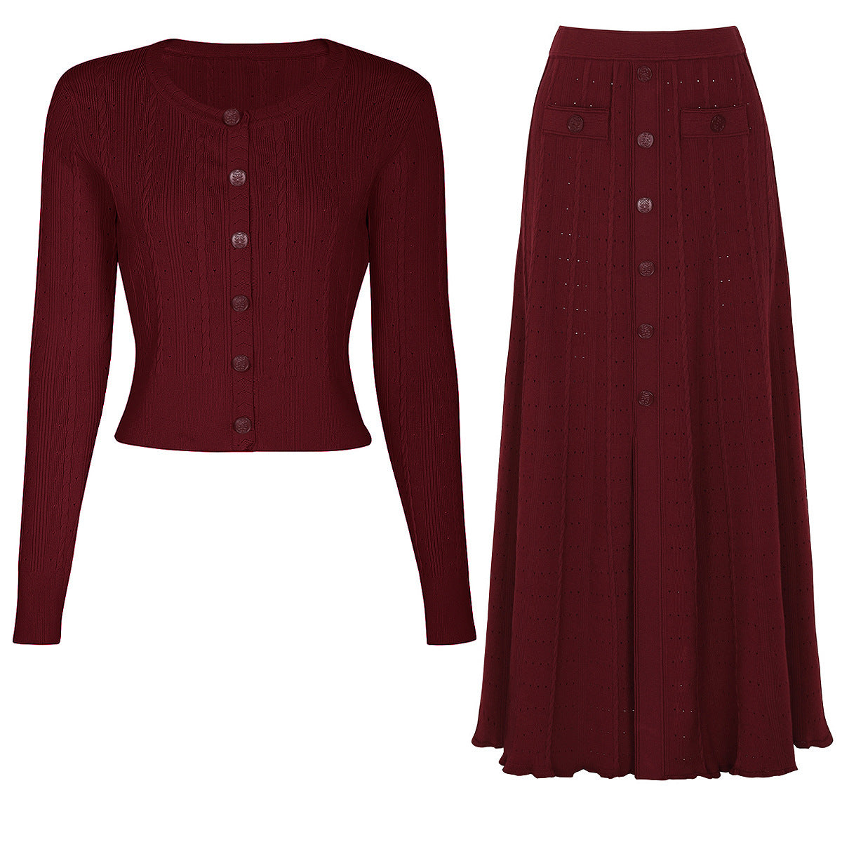 Fall New Fashion Popular Knitted Women's Top Jacket + Skirt Suit