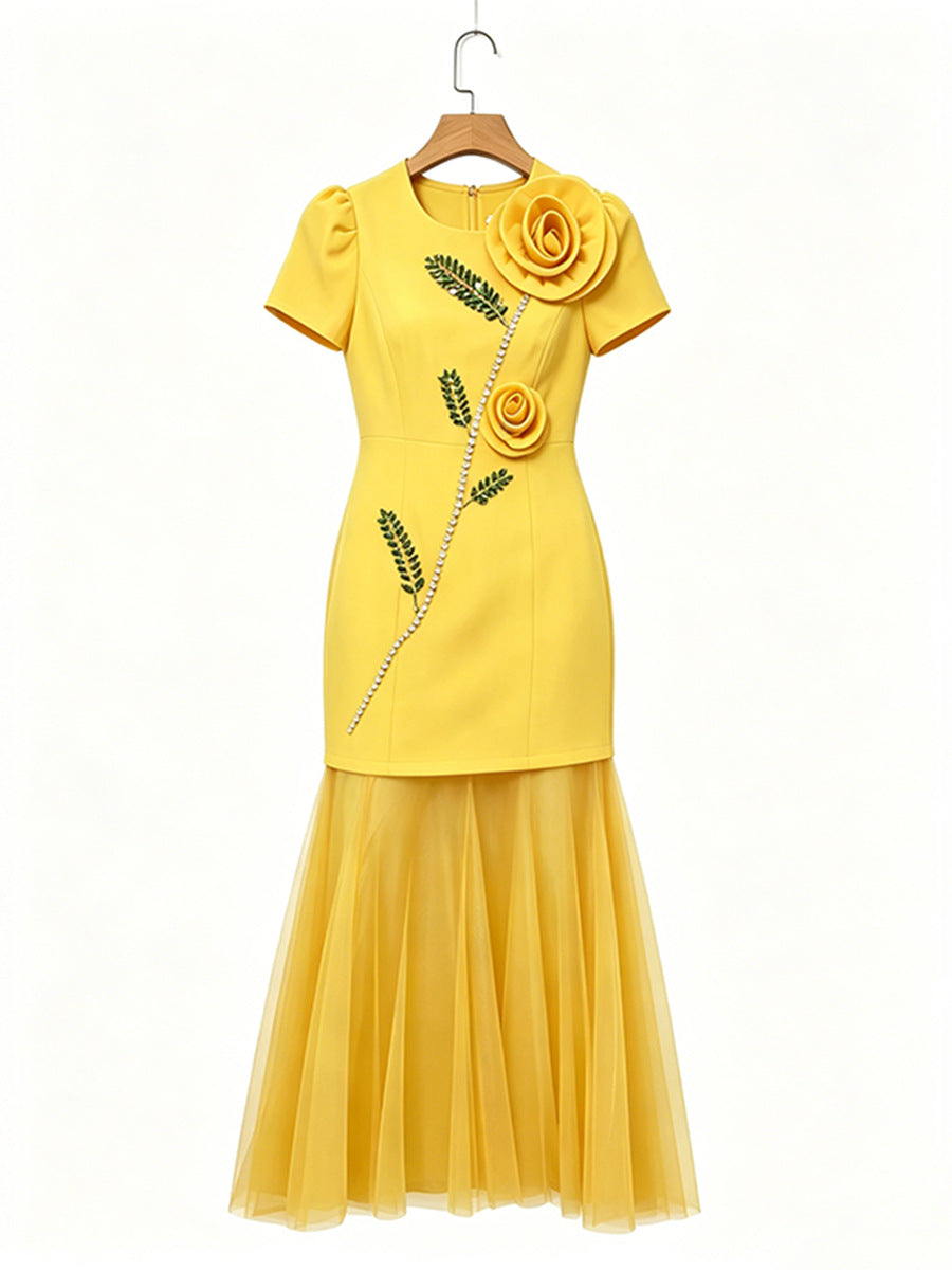 Rose Stem Dress - Red